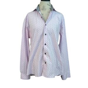 Maceeo pink elegance men’s dress shirt long sleeve button down square print sz L